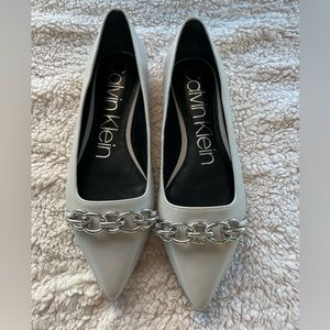 Calvin Klein, 8.5 US, worn one time at a conference due to my heels breaking.